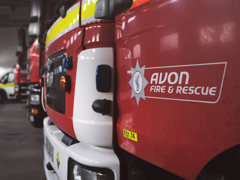 Fire engine with logo for Avon Fire and Rescue Service