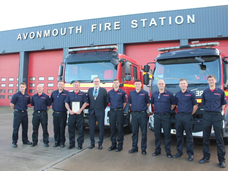 Crew at Avonmouth being presented their award by the high sheriff