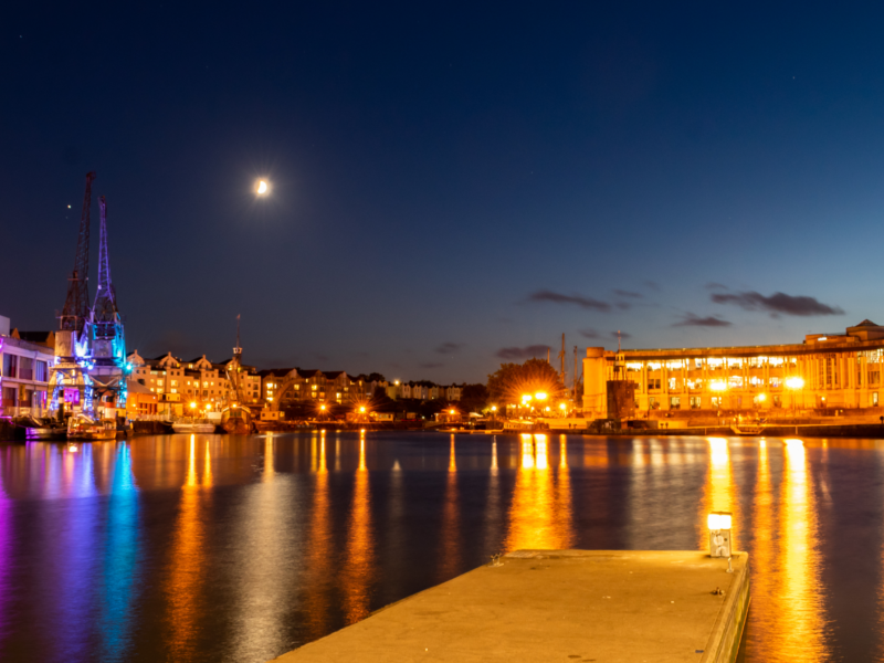 Bristol harbour at night