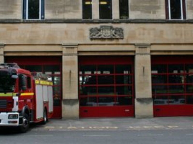 Bath Fire Station with a fire engine